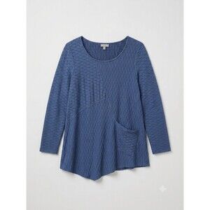 Habitat Women S Blue Textured Tunic Top Pockets Lagenlook Artsy Minimalist